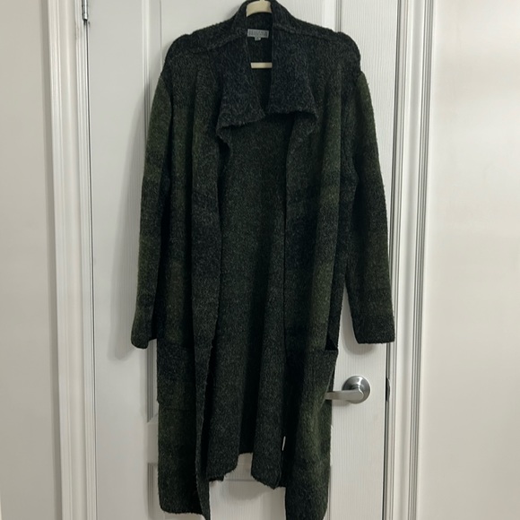 Joseph A green/black check print oversized open long soft cardigan size M - Picture 1 of 6